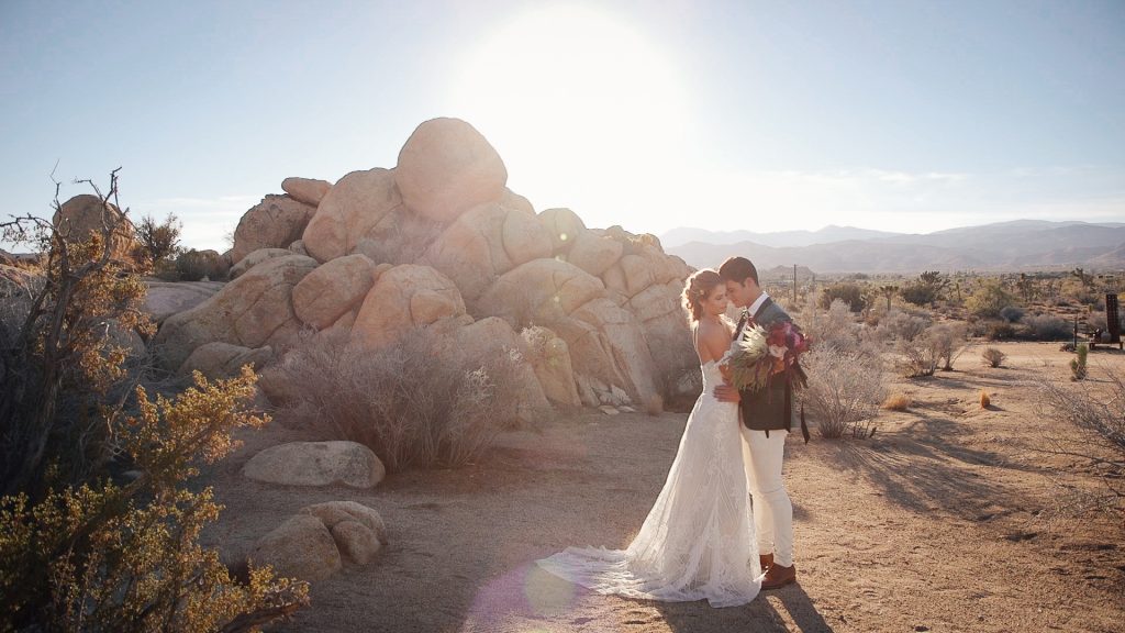 Bride and Groom in the desert near Joshua Tree, California