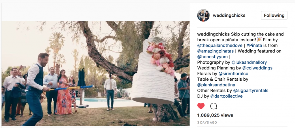 Screenshot of wedding chicks instagram
